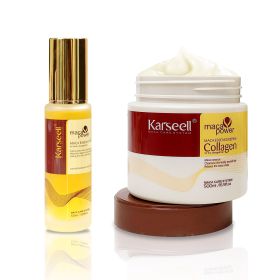 Karseell Collagen Hair Treatment Deep Repalr Conditioner For All Hair Types  Karseell Argan Oil Hair Serum For Dry Damaged Hair (Option: KS ZUHE)