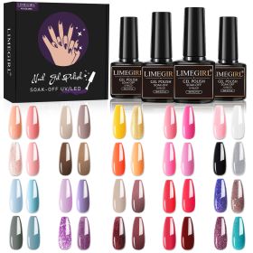 Limegirl Gel Nail Polish Kit Pink Glitter Pop Summer 40/24 Colors Semi-Permanent UV Led Gel Varnish Soak Nails (Color: ZH241-1)